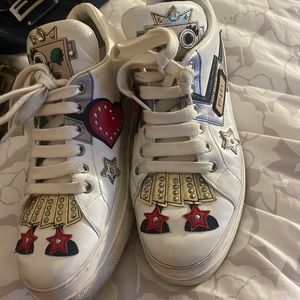 Rare Prada Appliquéd winking queen robot platform sneakers